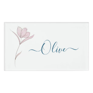 Badge D'identification Croquis floral aquarelle personnalisée