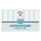 Badge D'identification Cupcake bleu mignon avec visage Kawaii (Devant)