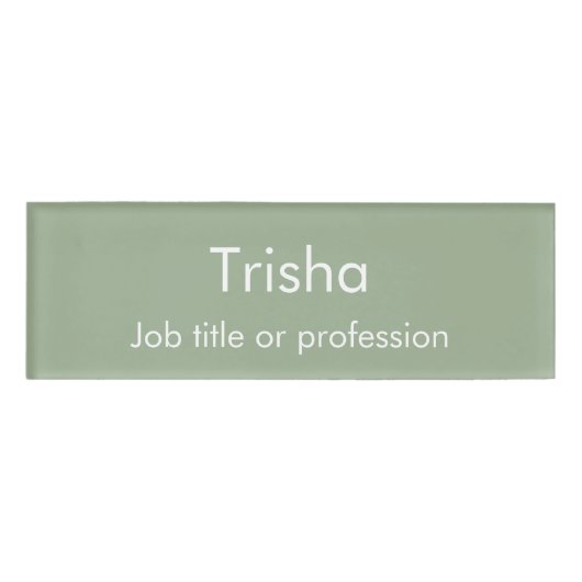 Badge D'identification Custom Modern Simple Script Sage Green Employee ID (Devant)
