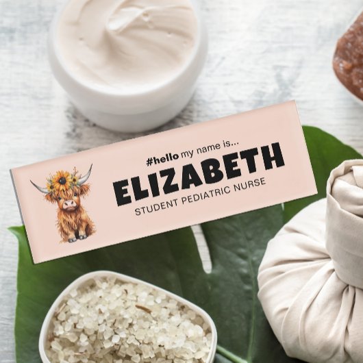 Badge D'identification Customisé Bonjour Mon Nom Est Cute Cow Nom Magnéti