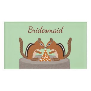 Badge D'identification Cute Chipmunks Mariage de automne