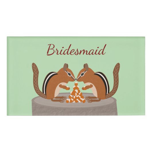 Badge D'identification Cute Chipmunks Mariage de automne (Devant)