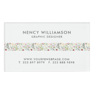 Badge D'identification Cute Colorful Flowers Pattern Stripe