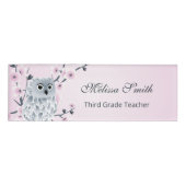 Badge D'identification Cute Owl Cherry Blossoms Enseignant (Devant)