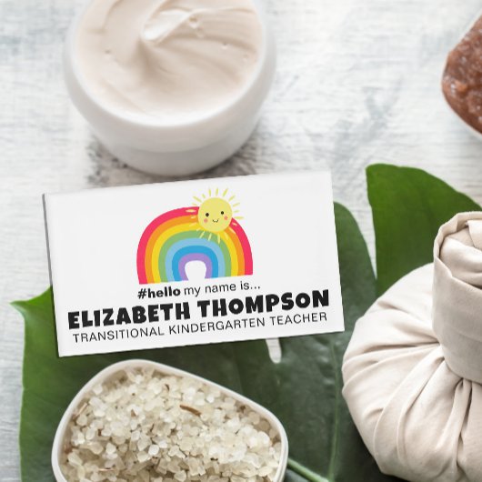 Badge D'identification Cute Rainbow Retro Bonjour Mon Nom Est Magnétique 