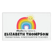 Badge D'identification Cute Rainbow Retro Bonjour Mon Nom Est Magnétique  (Devant)