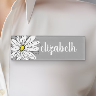 Badge D'identification Daisy Tendance grise et jaune