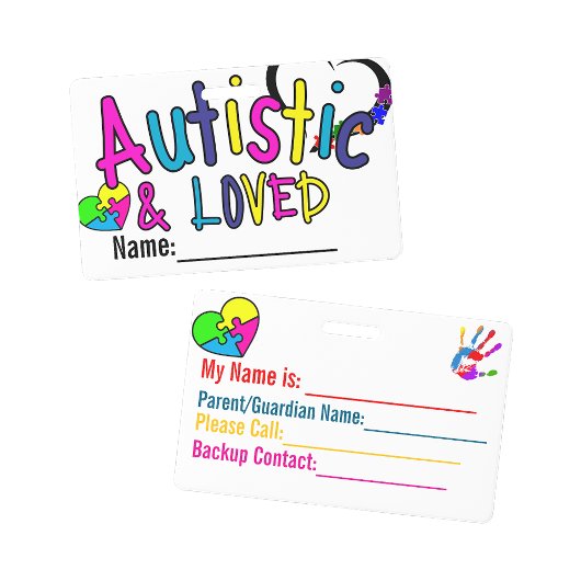 Badge d'identification d'alerte de carte d'autisme