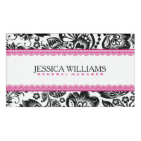 Damas noir et blanc Accents dentelle rose