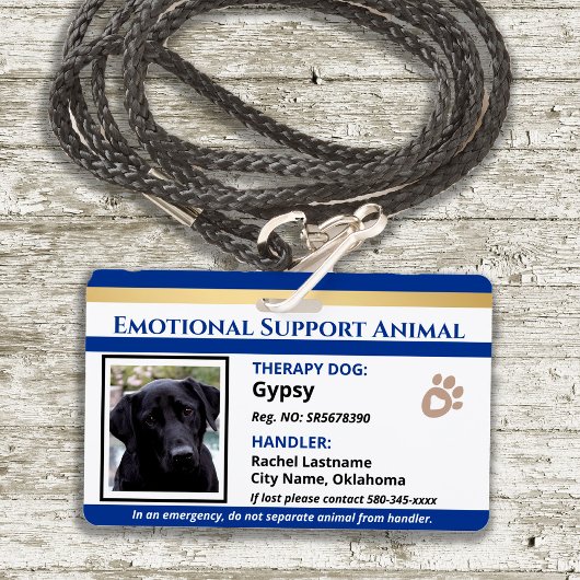 Badge d'identification d'animal de soutien émotion