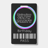 Badge d'identification d'anniversaire de fête néon (Arrière)