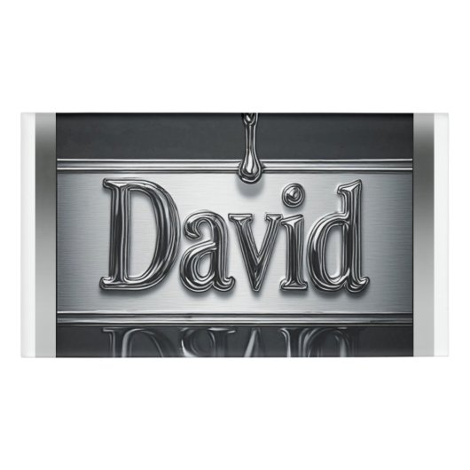 Badge D'identification David Nom en Métal Liquide Chrome (Devant)