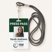 Badge d'identification de carte de presse photo (Devant avec lanière)
