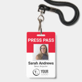 Badge d'identification de carte de presse photo (Avant avec lanière)