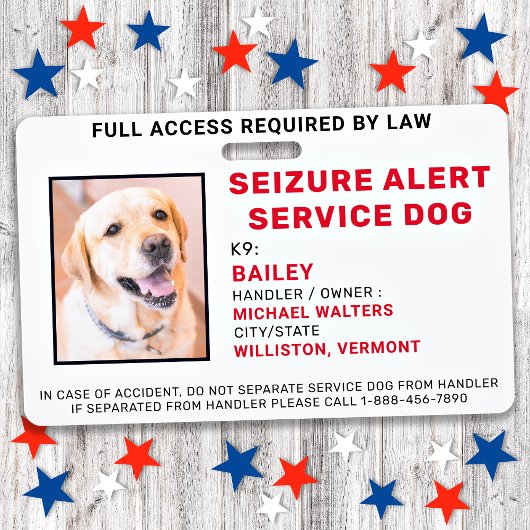 Badge d'identification de chien d'assistance alert