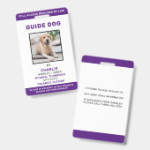 Badge d'identification de chien d'assistance Chien (Avant & arrière)