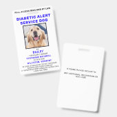 Badge d'identification de chien de service d'alert (Avant & arrière)