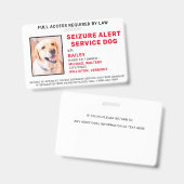Badge d'identification de chien de service d'alert (Avant & arrière)