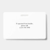 Badge d'identification de chien de service Navy Wh (Arrière)