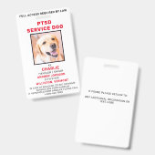 Badge d'identification de chien de service personn (Avant & arrière)