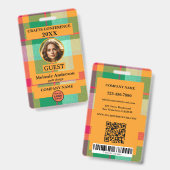 Badge d'identification de conférence à carreaux co (Avant & arrière)