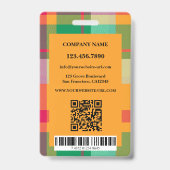 Badge d'identification de conférence à carreaux co (Arrière)