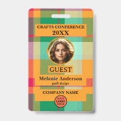 Badge d'identification de conférence à carreaux co (Avant)