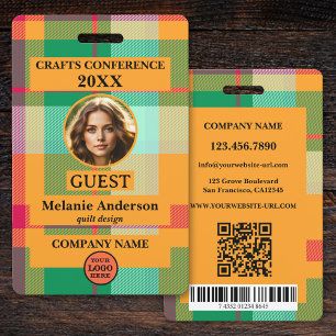 Badge d'identification de conférence à carreaux co