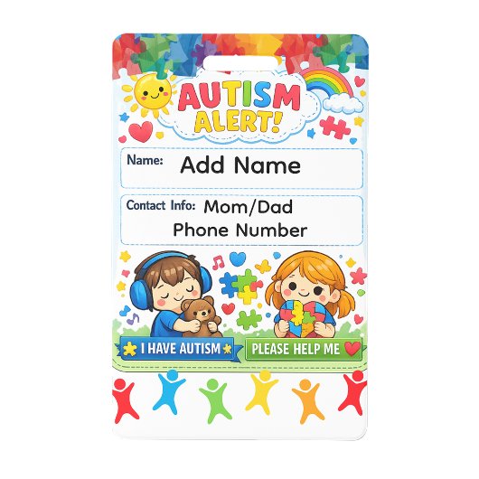 Badge d'identification de contact d'urgence alerte