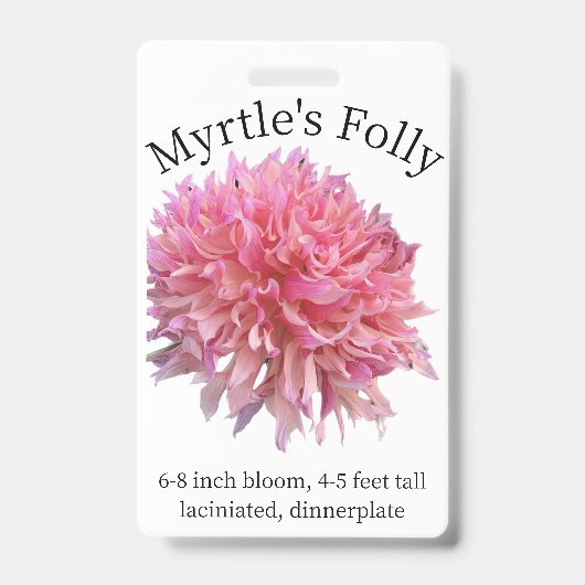 Badge d'identification de Dahlia Folie de Myrtle (Avant)