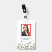 Badge d'identification de fleur sauvage vibrante (Avant avec clip)