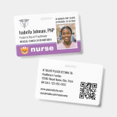 Badge d'identification de infirmière Photo Logo Ch (Avant & arrière)