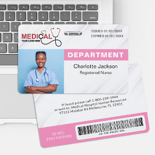 Badge d'identification de la photo de soins de san