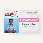 Badge d'identification de la photo de soins de san (Devant)