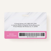 Badge d'identification de la photo de soins de san (Dos)