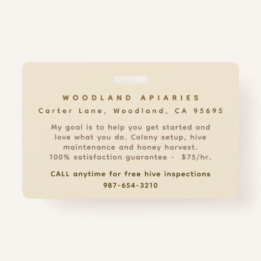 Badge d'identification de l'abeille avec fleur Ros (Dos)