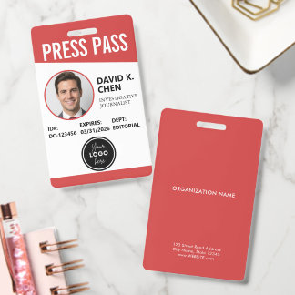 Badge d'identification de laissez-passer de presse