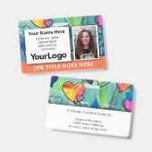 🧡 Badge d'identification de l'employé aquarelle n (Avant & arrière)