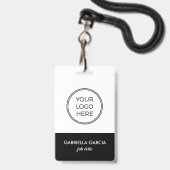Badge d'identification de l'employé avec logo noir (Avant avec lanière)