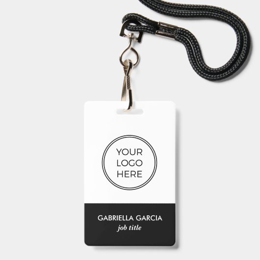 Badge d'identification de l'employé avec logo noir (Avant avec lanière)