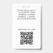 Badge d'identification de l'employé avec logo pers (Arrière)
