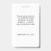Badge d'identification de l'employé avec logo pers (Arrière)