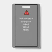 Badge d'identification de l'employé de l'entrepris (Arrière)