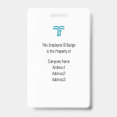 Badge d'identification de l'employé de l'entrepris (Arrière)