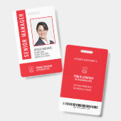 Badge d'identification de l'employé du personnel a (Avant & arrière)