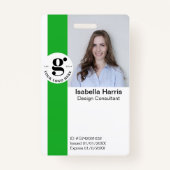 Badge d'identification de l'employé vert avec phot (Devant)
