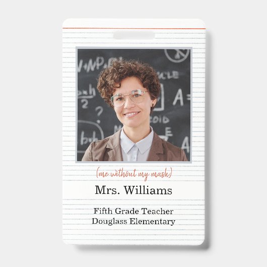 Badge d'identification de l'enseignant avec photo, (Avant)