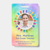 Badge d'identification de l'enseignant Crayons arc (Avant)