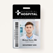 Badge d'identification de l'hôpital noir avec phot (Devant)