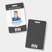 Badge d'identification de l'infirmière autorisée R (Avant & arrière)